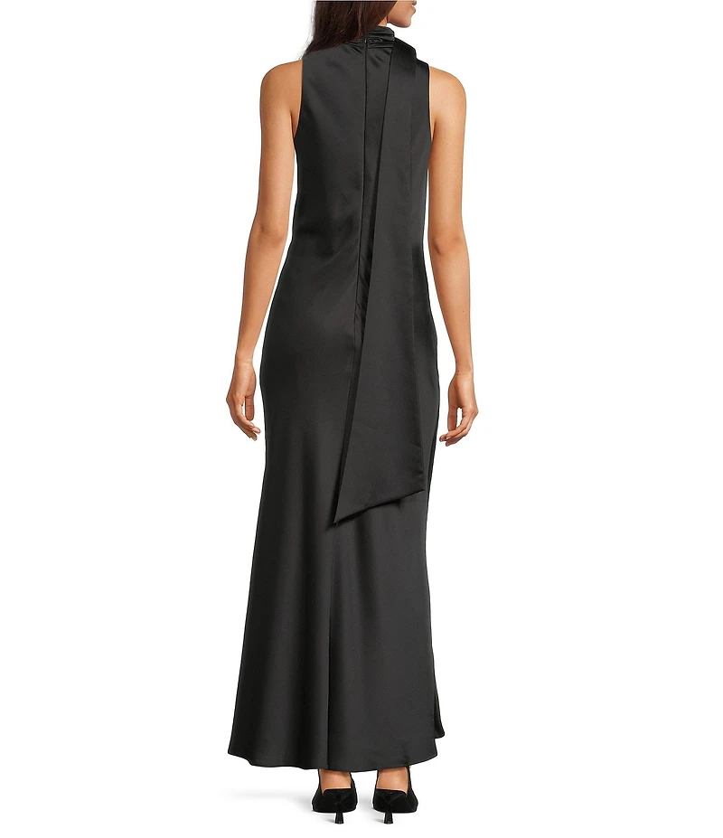 Alex Marie Sonja Satin High Neck Halter Maxi Gown