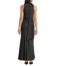 Alex Marie Sonja Satin High Neck Halter Maxi Gown