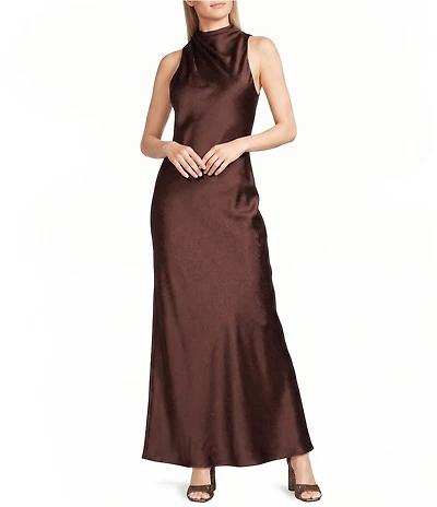 Alex Marie Sonja Satin High Neck Halter Gown