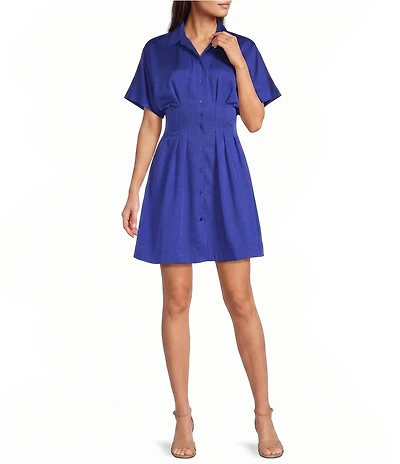 Alex Marie Sophia Collar Short Sleeve Cotton Sateen Dress