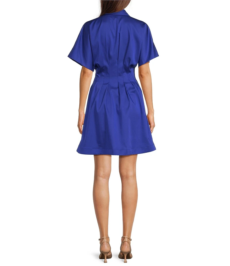 Alex Marie Sophia Collar Short Sleeve Cotton Sateen Dress