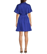 Alex Marie Sophia Collar Short Sleeve Cotton Sateen Dress