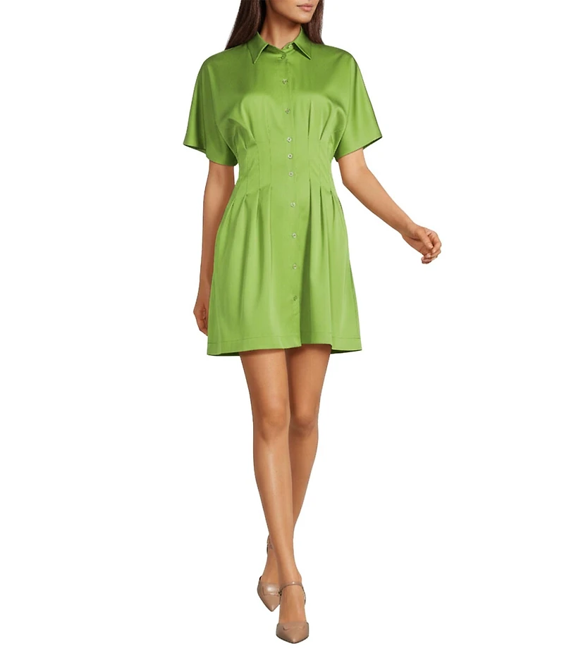 Alex Marie Sophia Collar Short Sleeve Lyocell Blend Dress