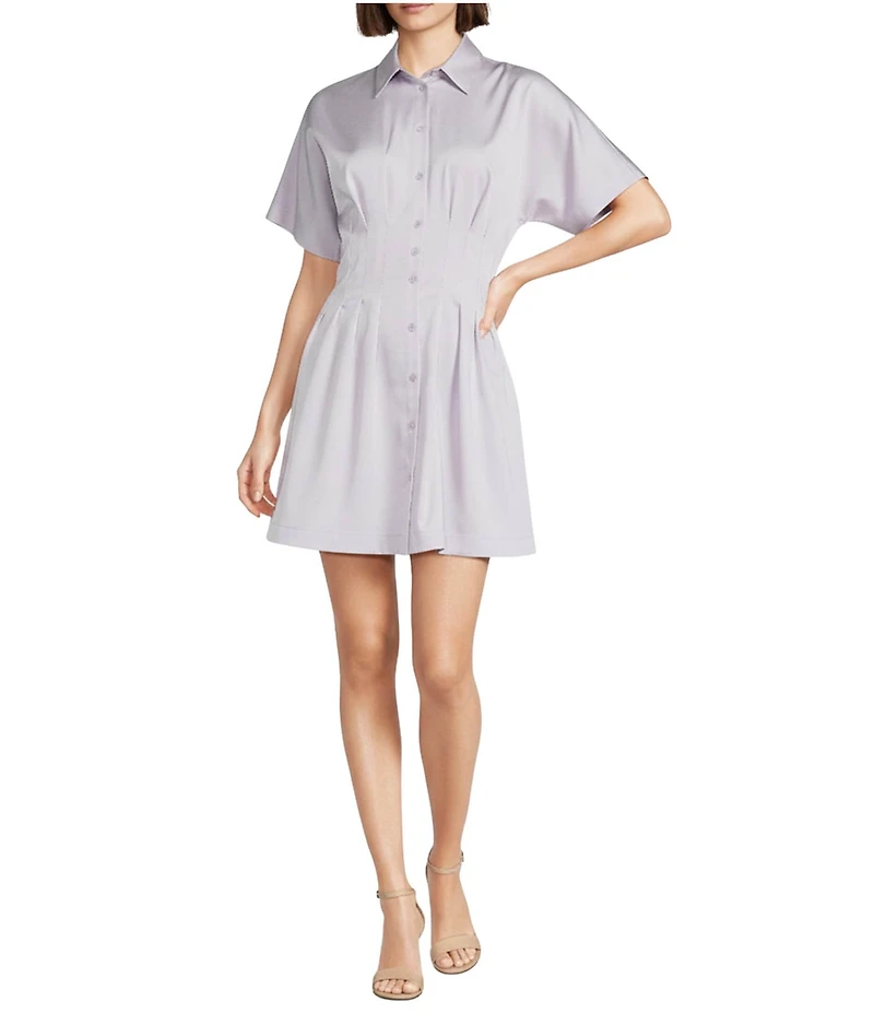 Alex Marie Sophia Collar Short Sleeve Lyocell Blend Dress