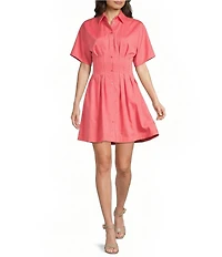 Alex Marie Sophia Collared Short Sleeve Midi Shirtdress