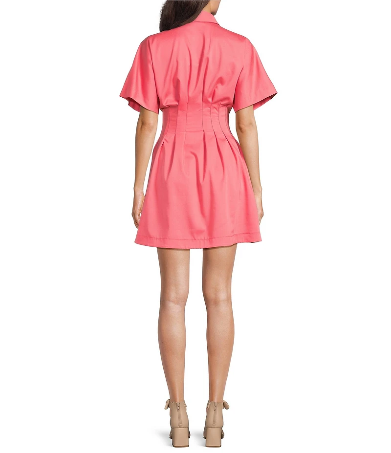 Alex Marie Sophia Collared Short Sleeve Midi Shirtdress