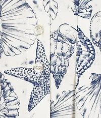 Alex Marie Sophia Shell Print Collar Short Sleeve Printed Poplin Dress