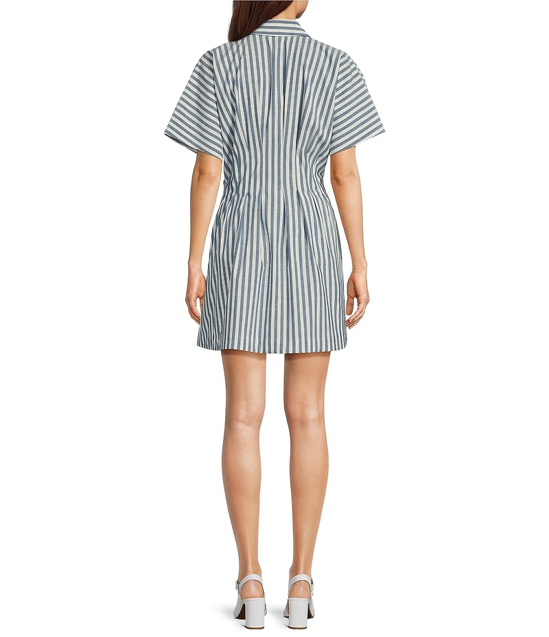 Alex Marie Sophia Stripe Button Down Collared Short Sleeve Dress
