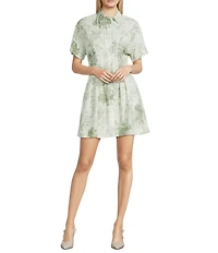 Alex Marie Sophia Toile Collar Above Elbow Sleeve Printed Chiffon Dress