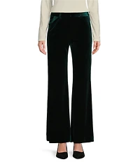 Alex Marie Stretch Velvet High Rise Flat Front Flare Long Length Coordinating Pant
