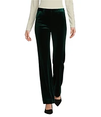 Alex Marie Stretch Velvet High Rise Flat Front Flare Long Length Coordinating Pant