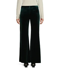 Alex Marie Stretch Velvet High Rise Flat Front Flare Long Length Coordinating Pant