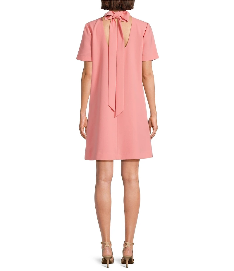 Alex Marie Sylvia Crepe Short Sleeve Mock Neck Dress