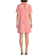 Alex Marie Sylvia Crepe Short Sleeve Mock Neck Dress