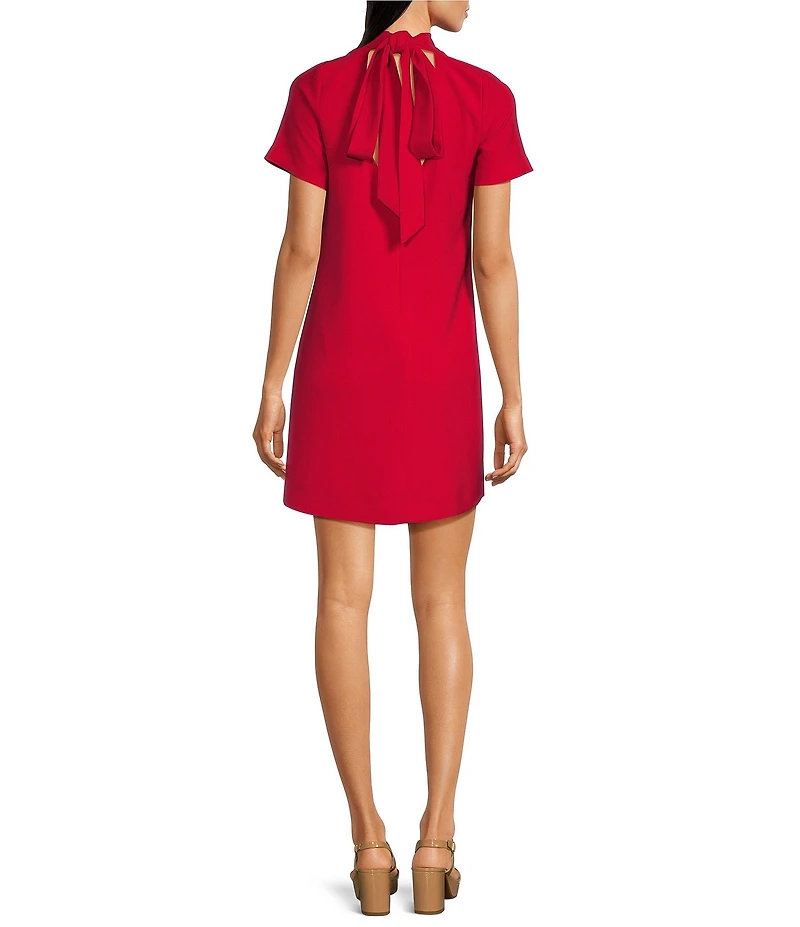 Alex Marie Sylvia Crepe Short Sleeve Mock Neck Dress