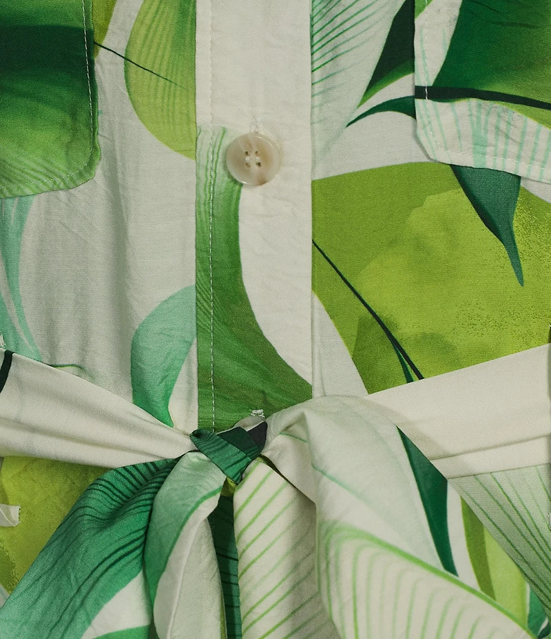 Alex Marie Taylor Green Leaf Collar Cap Sleeve Printed Rayon Jumpsuit