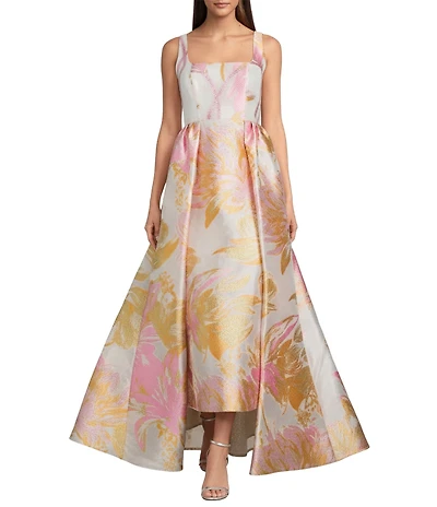 Alex Marie Thalia Floral Jacquard Square Neck Sleeveless Gown