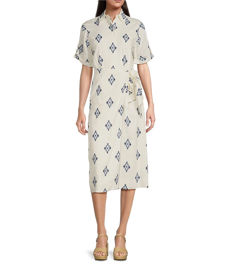 Alex Marie Tiffany Linen Short Sleeve Midi Wrap Dress