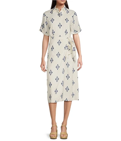 Alex Marie Tiffany Linen Short Sleeve Midi Wrap Dress
