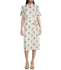 Alex Marie Tiffany Linen Short Sleeve Midi Wrap Dress
