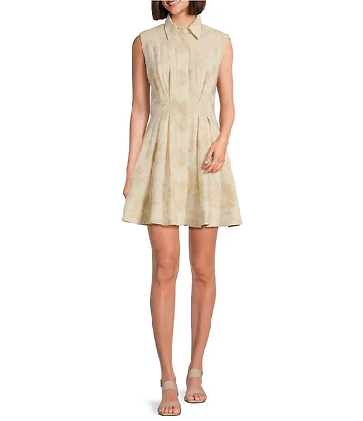 Alex Marie Tinsley Cotton Jacquard Cap Sleeve Button Down Dress