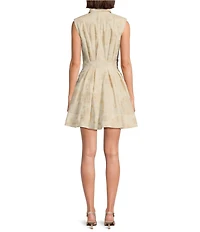 Alex Marie Tinsley Cotton Jacquard Cap Sleeve Button Down Dress