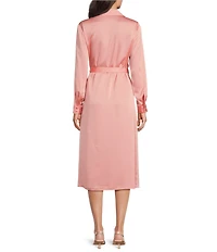 Alex Marie Tonya Long Sleeve Notch Collar V-Neck Midi Wrap Dress