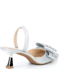 Alex Marie Wendy Glitter Rhinestone Bow Slingback Pumps