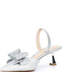 Alex Marie Wendy Glitter Rhinestone Bow Slingback Pumps