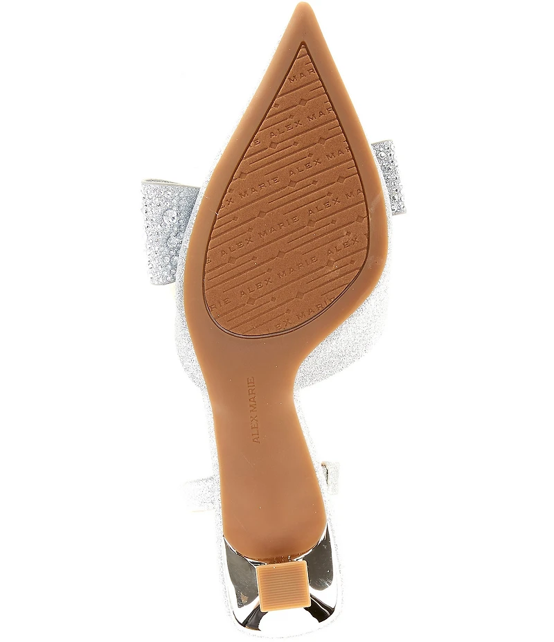 Alex Marie Wendy Glitter Rhinestone Bow Slingback Pumps