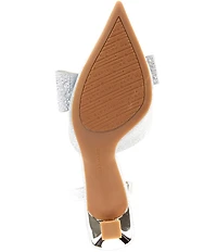 Alex Marie Wendy Glitter Rhinestone Bow Slingback Pumps