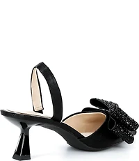 Alex Marie Wendy Satin Rhinestone Bow Slingback Pumps