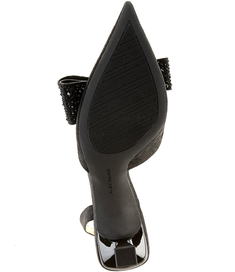 Alex Marie Wendy Satin Rhinestone Bow Slingback Pumps