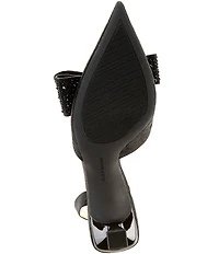 Alex Marie Wendy Satin Rhinestone Bow Slingback Pumps