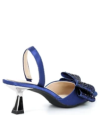 Alex Marie Wendy Satin Rhinestone Bow Slingback Pumps