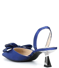 Alex Marie Wendy Satin Rhinestone Bow Slingback Pumps