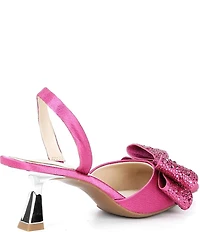 Alex Marie Wendy Satin Rhinestone Bow Slingback Pumps