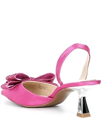 Alex Marie Wendy Satin Rhinestone Bow Slingback Pumps