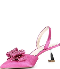 Alex Marie Wendy Satin Rhinestone Bow Slingback Pumps