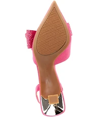 Alex Marie Wendy Satin Rhinestone Bow Slingback Pumps