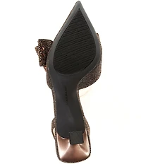 Alex Marie Wendy Shimmer Rhinestone Bow Slingback Pumps