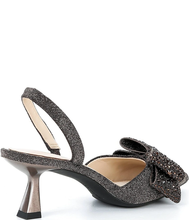 Alex Marie Wendy Shimmer Rhinestone Bow Slingback Pumps