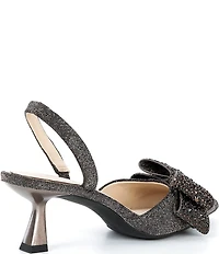 Alex Marie Wendy Shimmer Rhinestone Bow Slingback Pumps