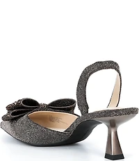 Alex Marie Wendy Shimmer Rhinestone Bow Slingback Pumps