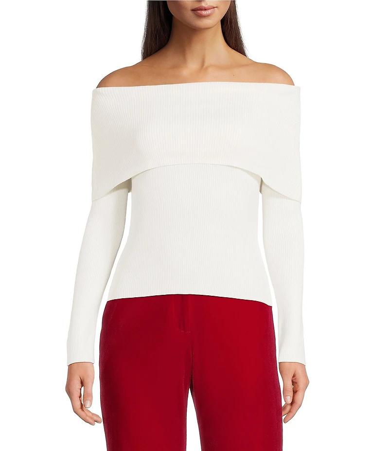 Alex Marie Whitney Off-The-Shoulder Long Sleeve Sweater