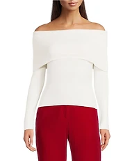 Alex Marie Whitney Off-The-Shoulder Long Sleeve Sweater