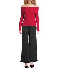 Alex Marie Whitney Off-The-Shoulder Long Sleeve Sweater