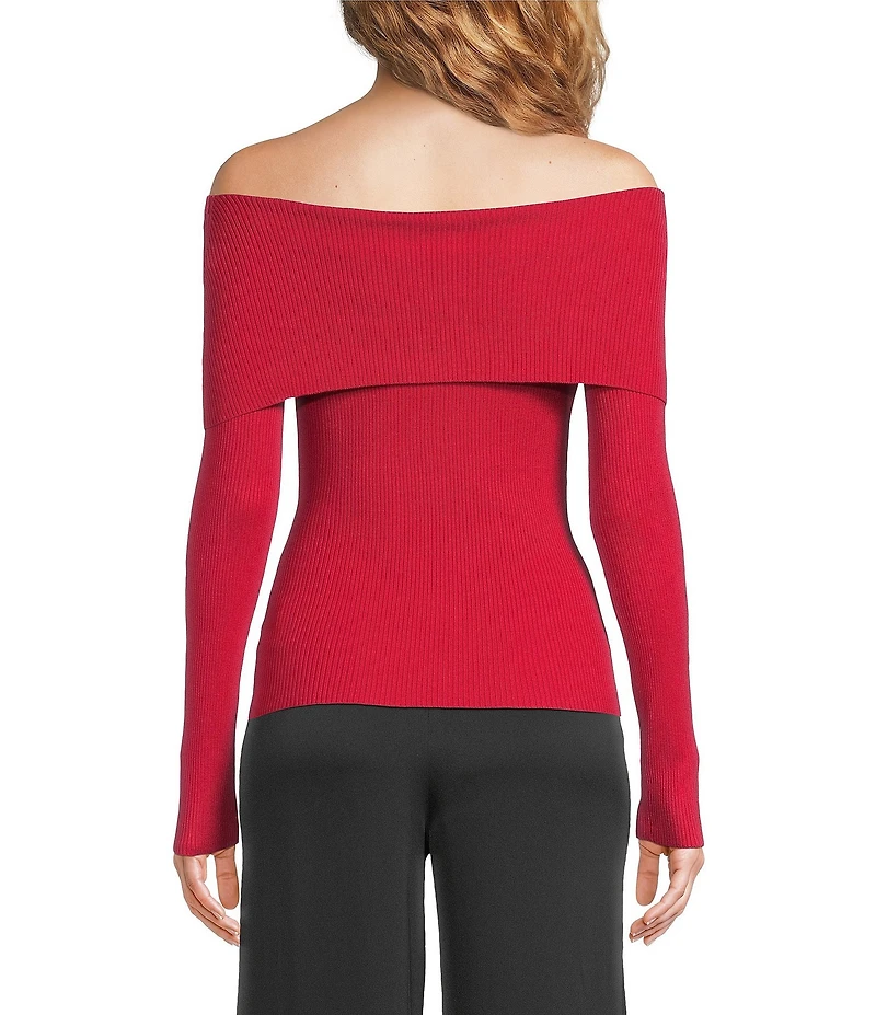 Alex Marie Whitney Off-The-Shoulder Long Sleeve Sweater
