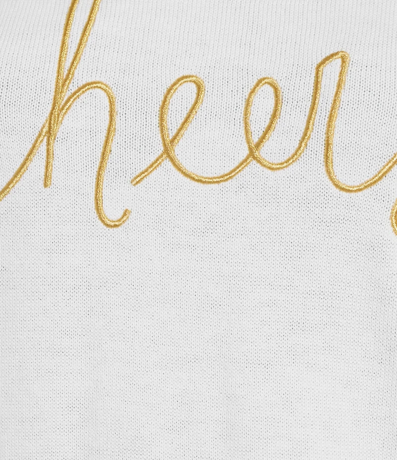 Alex Marie Wool Blend Knit Cheers Crew Neck Long Sleeve Pullover Sweater