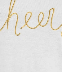 Alex Marie Wool Blend Knit Cheers Crew Neck Long Sleeve Pullover Sweater